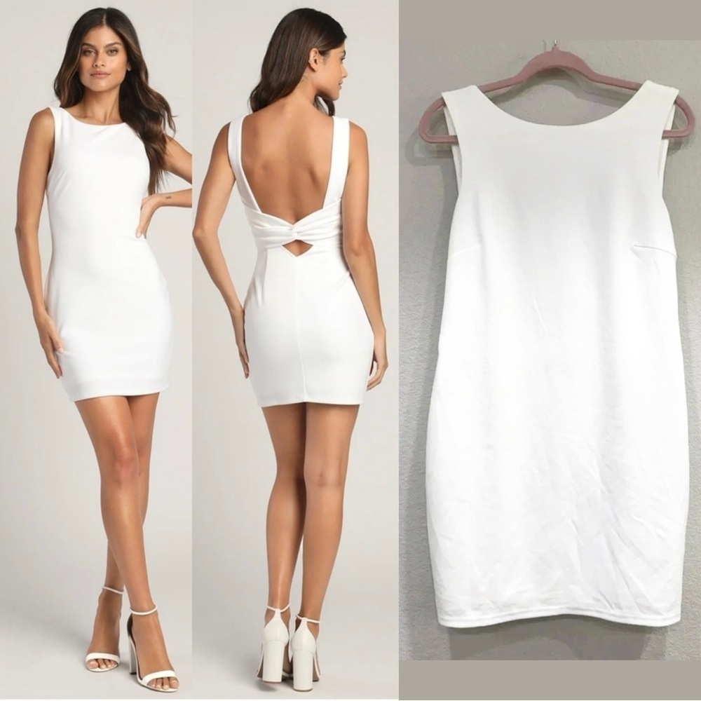 NWOT Lulus Devoted Lover White Backless Knotted Bodycon Mini Dress